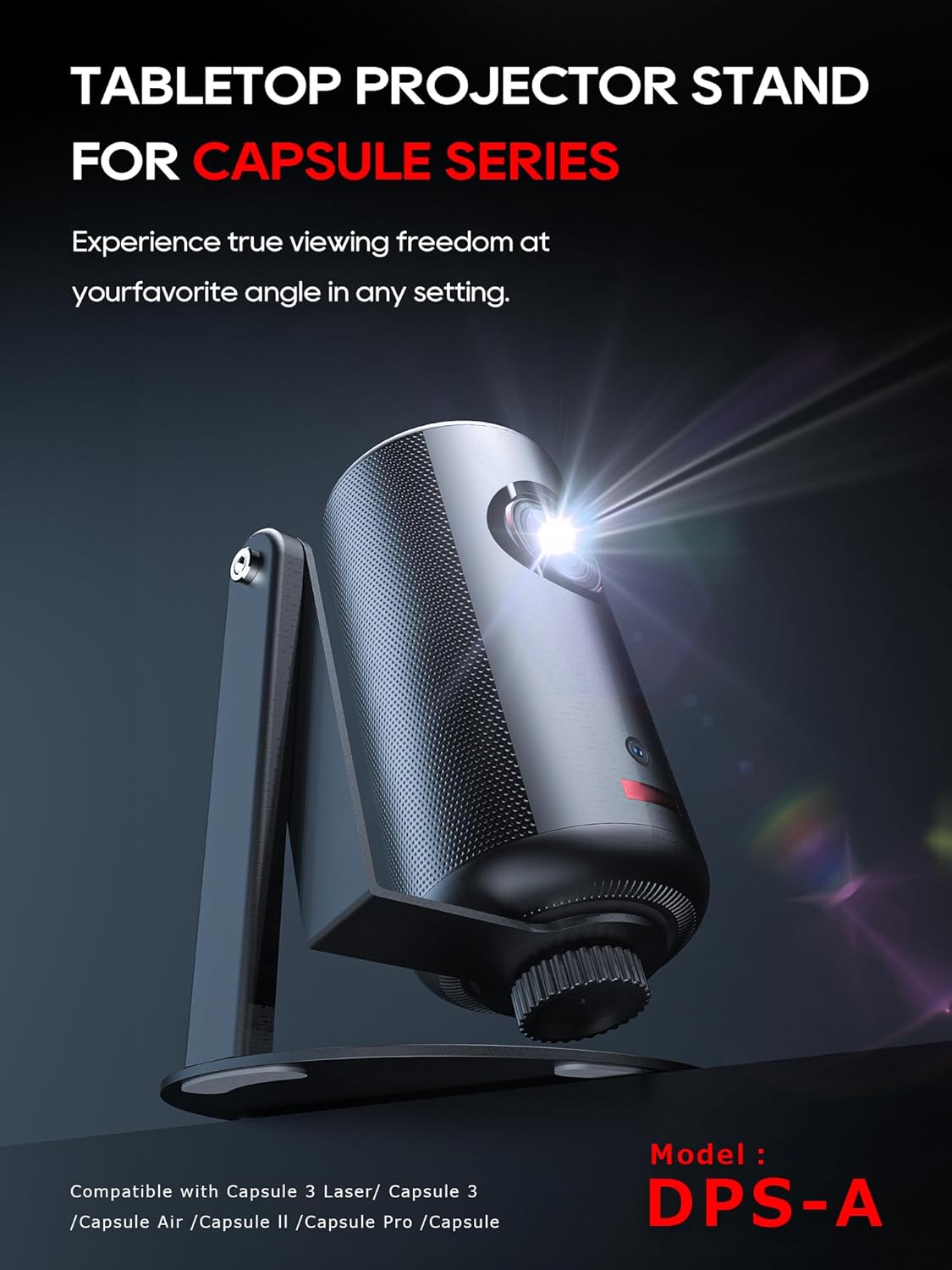 Projector Stand for Nebula Capsule Series & XGIMI Halo+(New) Works with Capsule 3/Air/Pro, Mini Projectors | Ceiling & Wall Projection, Height Adjustable, 360° Rotation | 1/4-Inch Screw(A-Black)