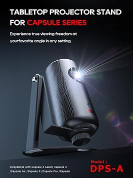 Projector Stand for Nebula Capsule Series & XGIMI Halo+(New) Works with Capsule 3/Air/Pro, Mini Projectors | Ceiling & Wall Projection, Height Adjustable, 360° Rotation | 1/4-Inch Screw(A-Black