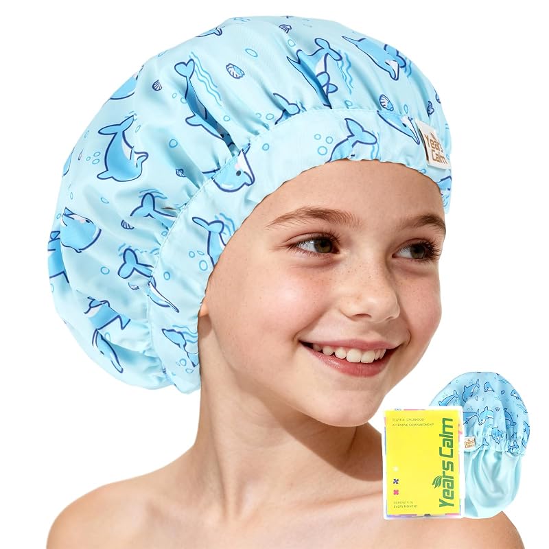 Years calm Touca de Banho Infantil Reutilizável com Forro de Cetim e Material Impermeável