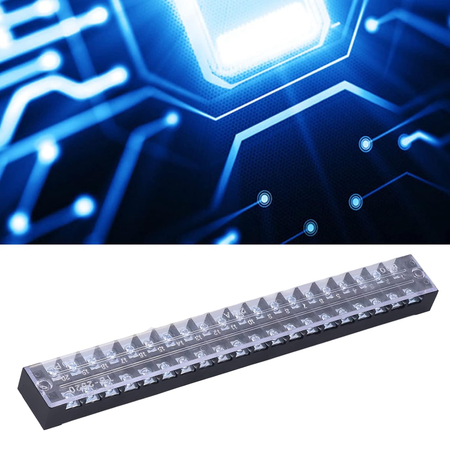 15pcs TB‑2520 Terminal Block 20 Position Row 600V 25A Screw Terminal Strip Blocks
