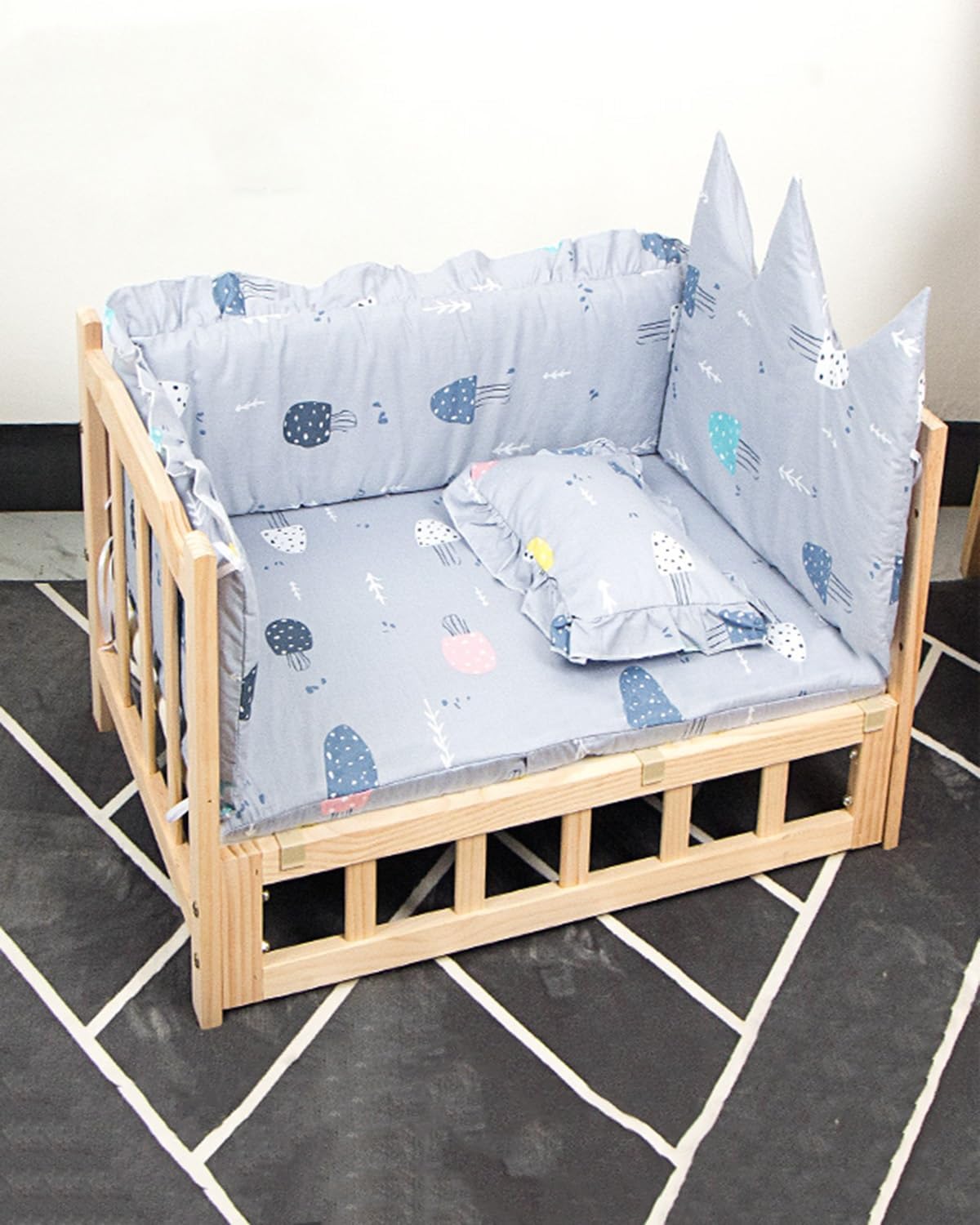 Basic Elevated Dog Bed Solid Wood Frame, Heavy Duty Modern Pet Rest Bed Four Seasons Universal, Indoor Cat Shelter for x/XL/XXL Large Pets (Color : 2-with Bedding, Size : XL-105 * 60 * 42cm) (