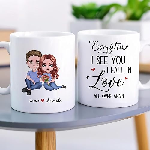 Miniatura 9 de Gossby Taza personalizada para parejas, regalo para esposa, novia, marido, novio con diseño, nombre, San Valentín, aniversario, boda, regalo