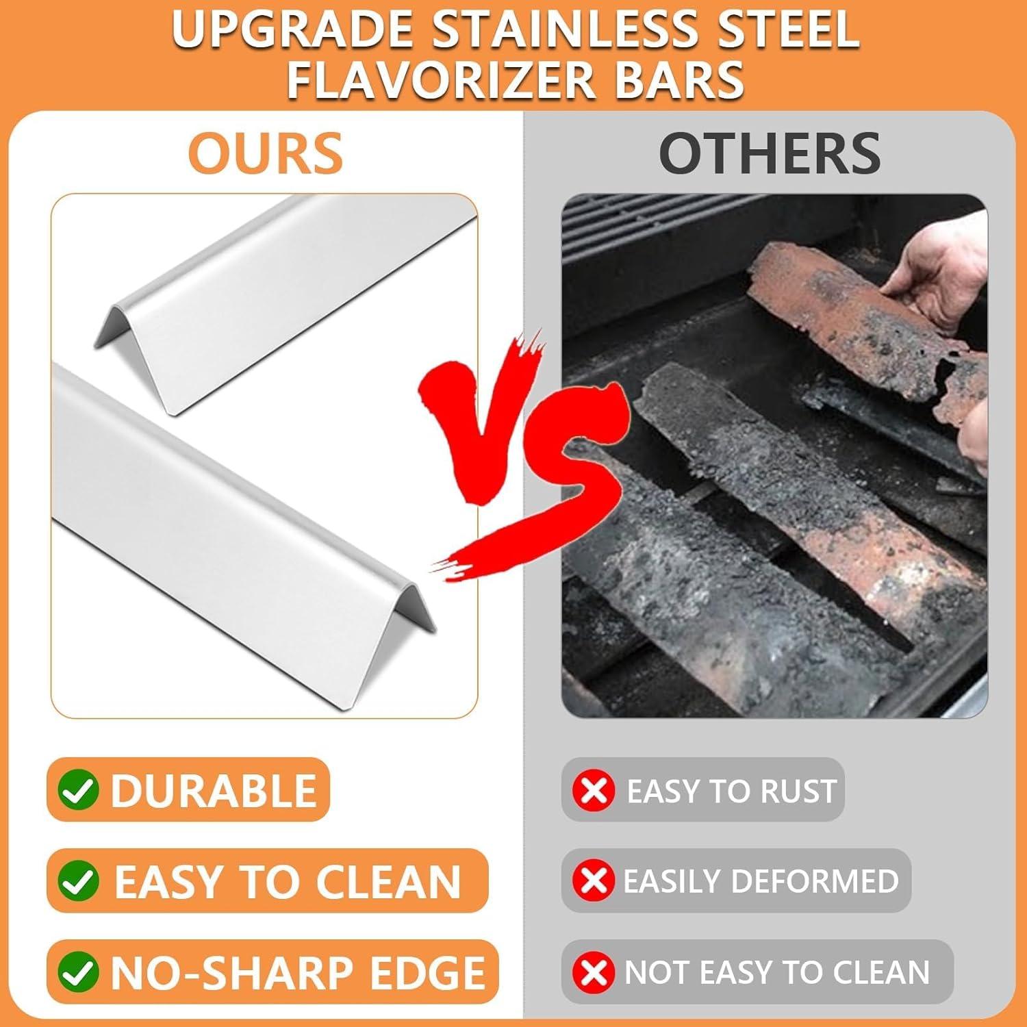 24.5'' Flavorizer Bars 7540 for Weber Genesis 300 SER Parts w/ Side Controls Knobs Replacement for Weber Genesis E310 E320 S310 S320 EP310 EP320 Parts 7539 65944 65935 92451 9938 Stainless Steel, 5PCS