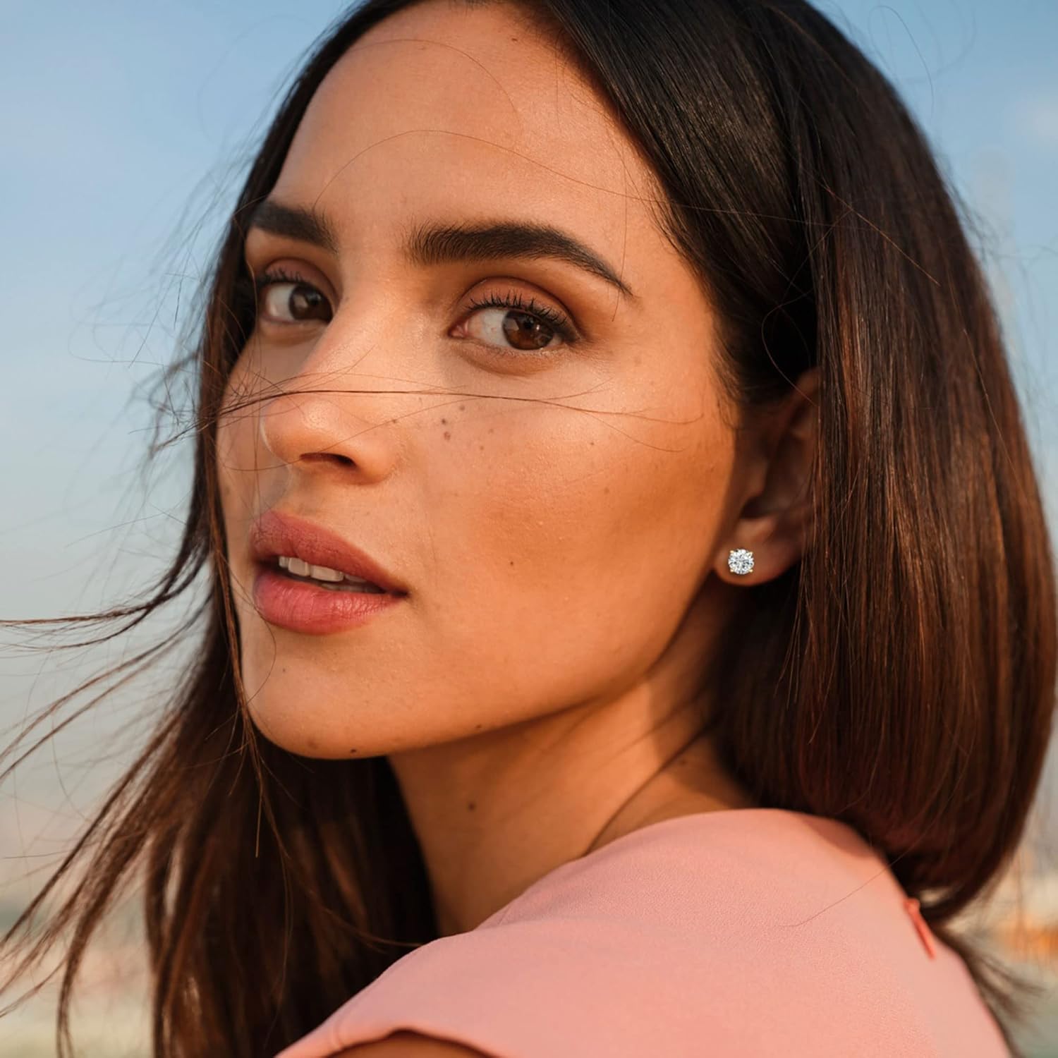 18K White Gold Plated Round Cubic Zirconia Simulated Diamond Stud Earrings Solid Sterling Silver Post Sparkly CZ Studs Earrings for Women Men - Image 3