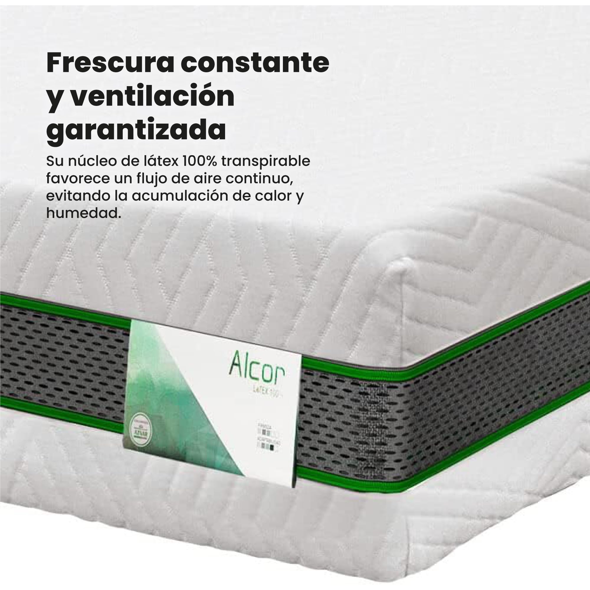 Colchón de látex 100% Pardo Alcor 22 cm suave y agradable - 105x190 cm