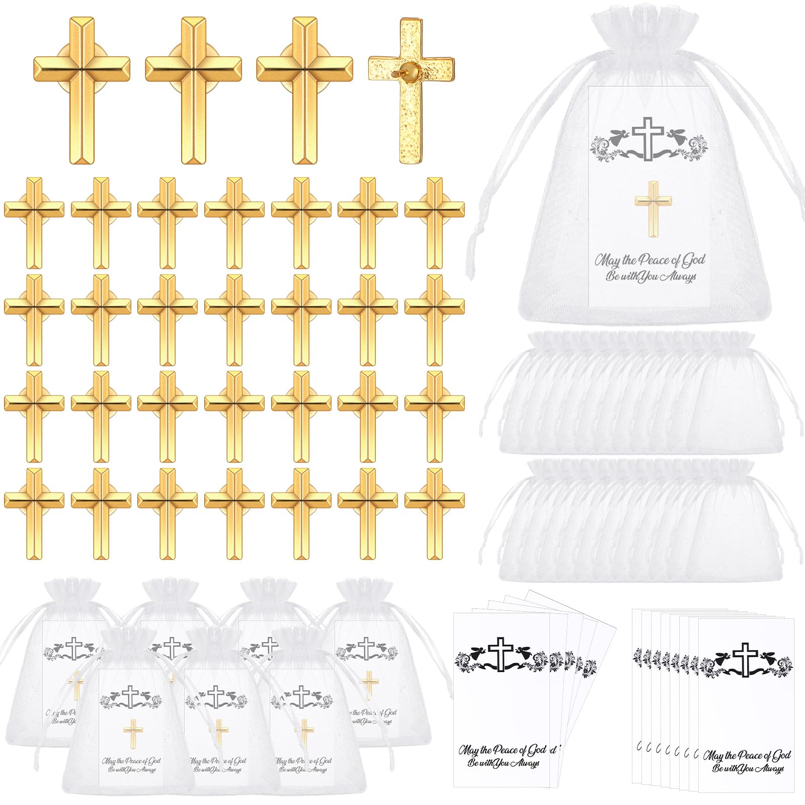 Amazon.com: Zeyune 50 Sets Cross Pins Bulk Gold Metal Cross Lapel
