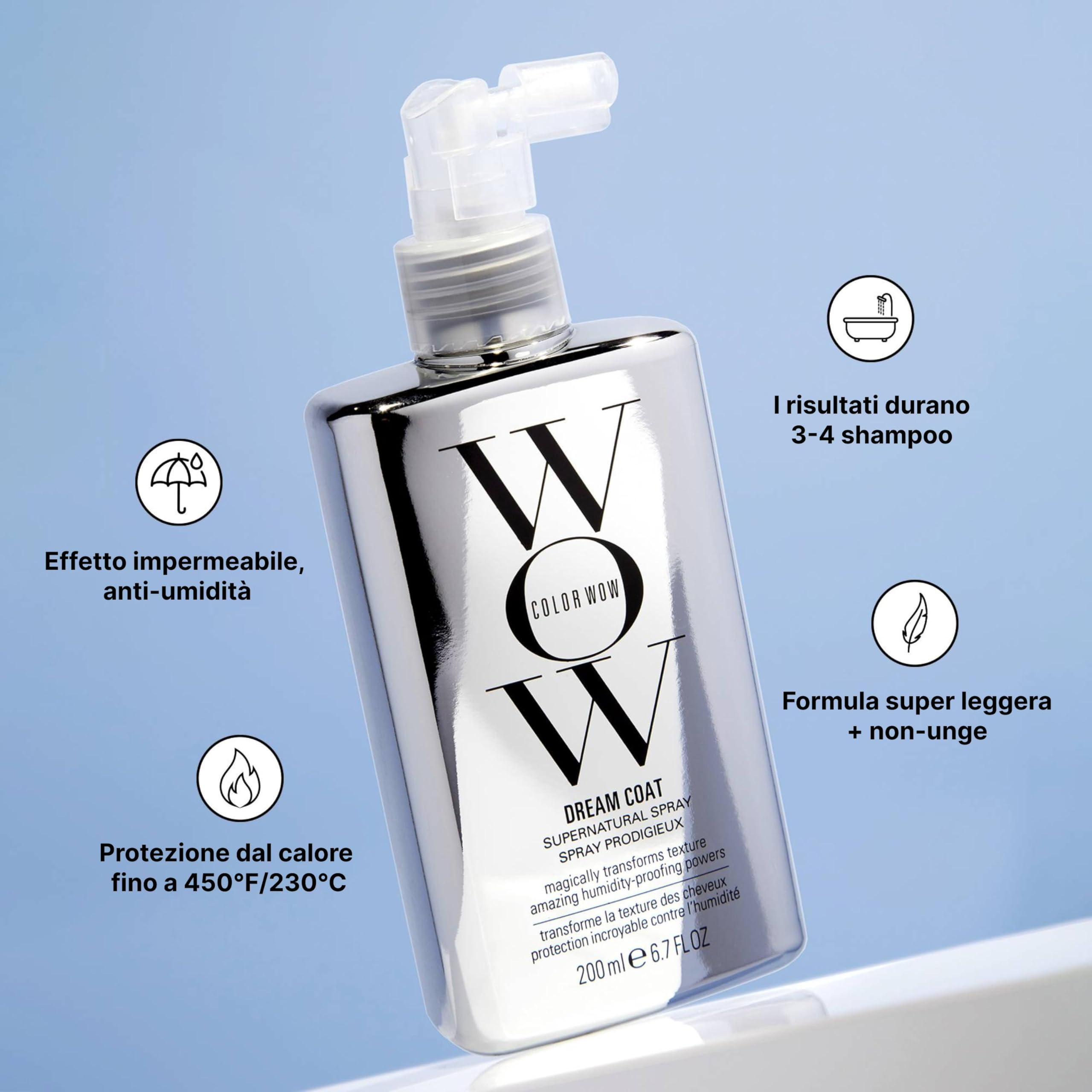 Color Wow, Dream Smooth Discovery Set, Cofanetto con Shampoo, Conditioner e Spray, Trattamenti Capillari, Deterge e Nutre i Capelli Secchi e Ribelli, 75ml + 75ml + 50ml