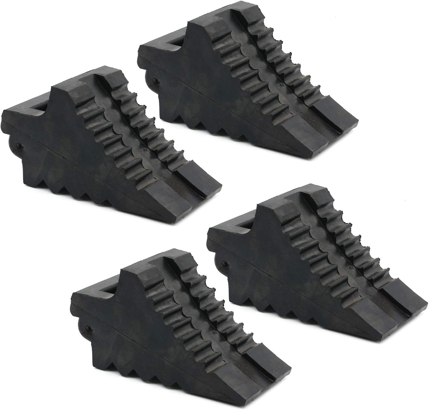 AFA Tooling Chock Blocks (4 Pcs) Rubber Dual Wheel Tire Chocks Front and Back for Camper, Trailer, RV, Truck, Car and ATV - Best Heavy Duty Vehicle Wedge Design with Handle and Garage Grip Bottom : Automotive