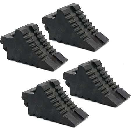 AFA Tooling Chock Blocks (4 Pcs) Rubber Dual Wheel Tire Chocks Front and Back for Camper, Trailer, RV, Truck, Car and ATV - Best Heavy Duty Vehicle Wedge Design with Handle and Garage Grip Bottom