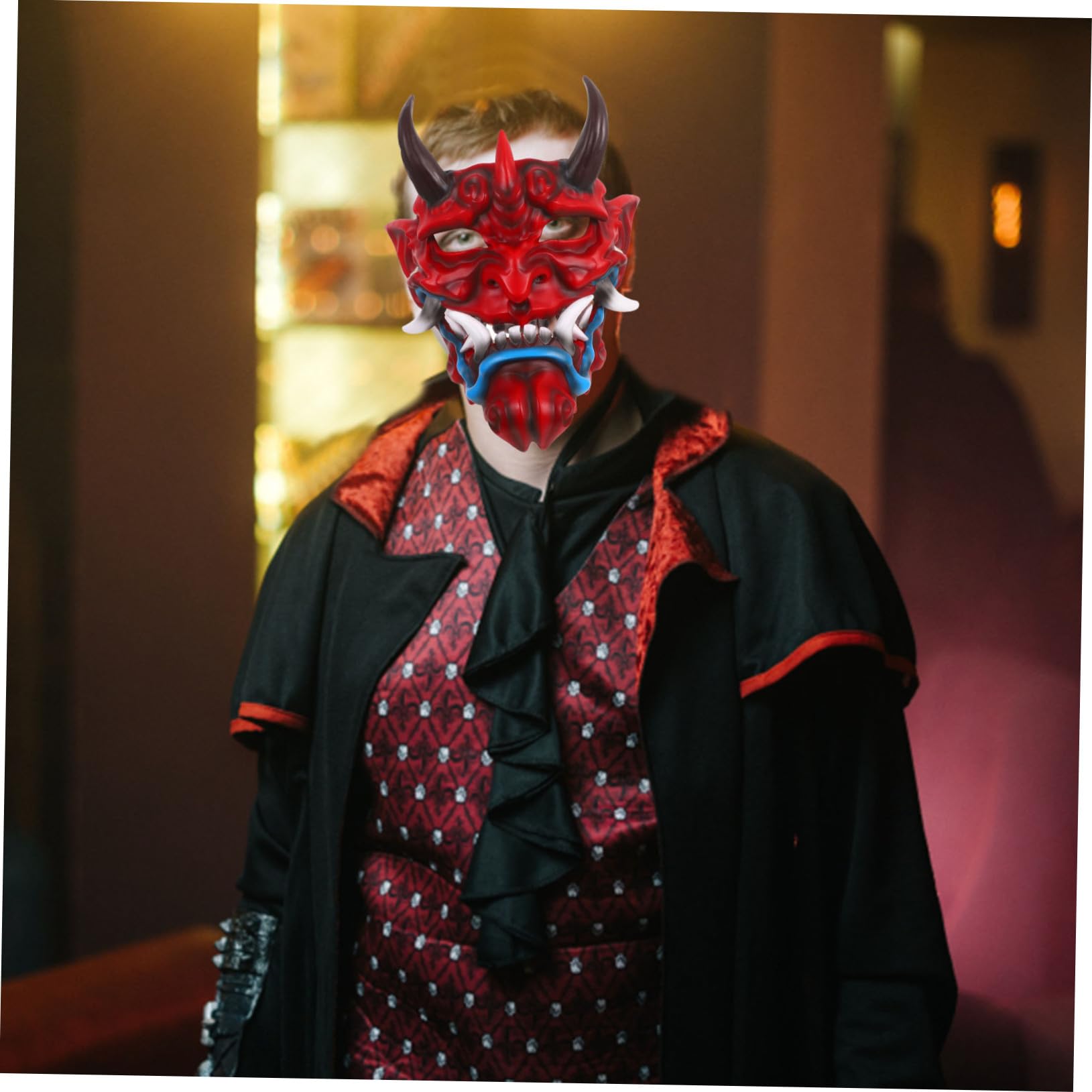 Japonesa Demonio Terror Ligera y Resistente para Fiesta Halloween y Cosplay con Cuernos Cómoda para Eventos Prolongados y Celebraciones Disfrazadas