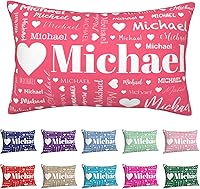 Vista 13 de Funda de almohada con corazones y nombre para cama y sofá con nombre para mamá y niños, funda de almohada personalizada con nombre para regalos