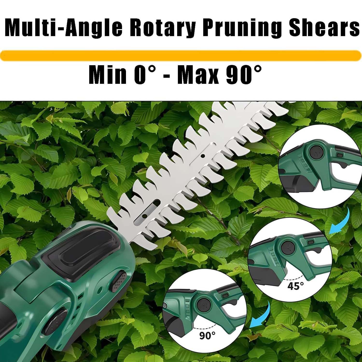 Cortasetos eléctrico y tijeras de césped con baterías de 1500 mAh, longitud de corte de 13 cm y 22 cm, ideal para el cuidado del césped y jardinería