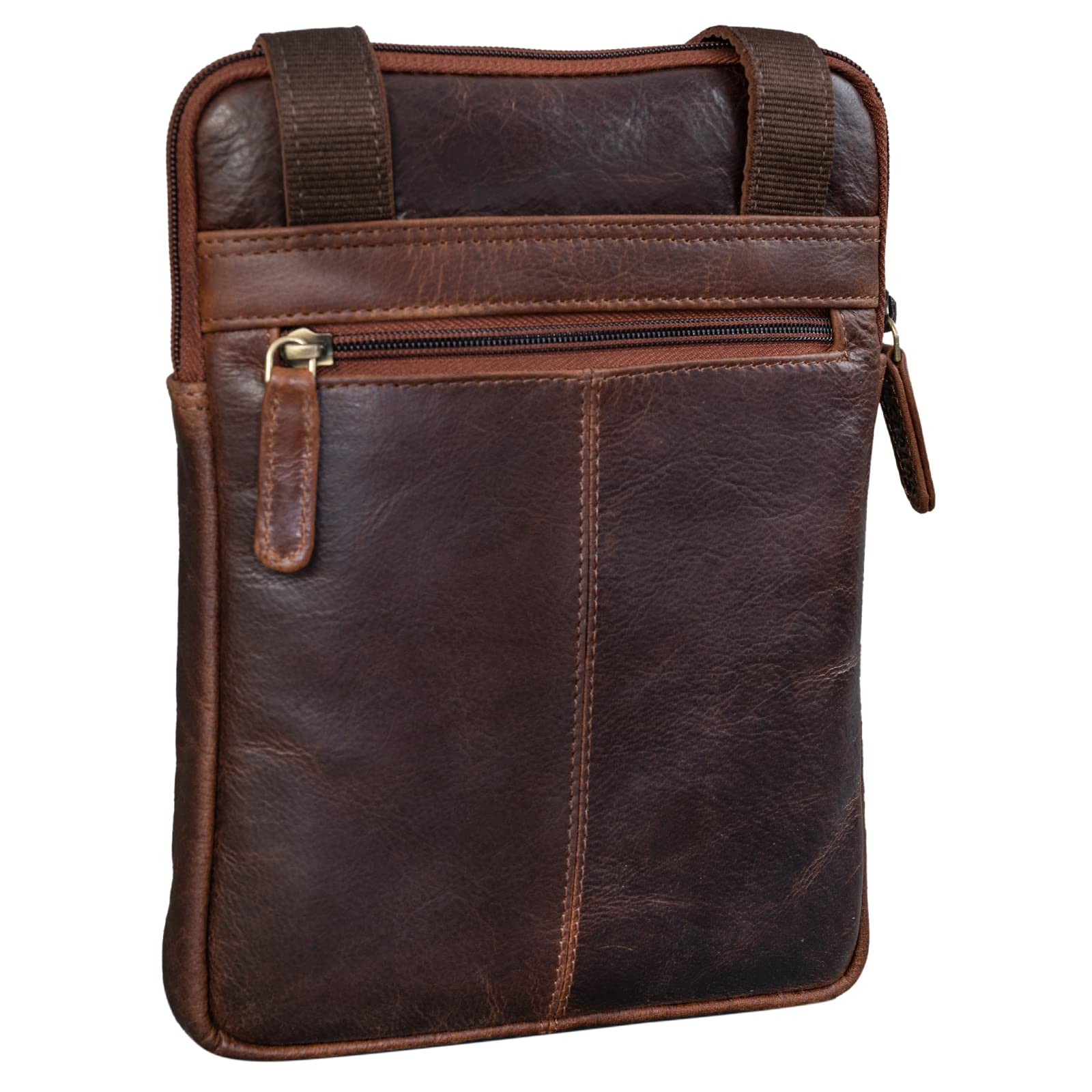 LEABAGS Borsa in Vera Pelle a Tracolla per Uomo e Donna | Messenger da Lavoro | Borsello da Trasporto a Mano | Cow Saddle Horse