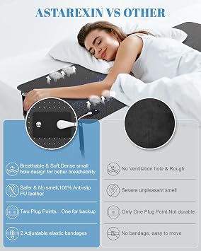 Astarexin Grounding Mat for Sleep Queen Size (27 60) | Relieve Stress, Reconnect to Earth's Energy for Feet & Body Includes Grounding Cord & Test Pen Indoor Use
