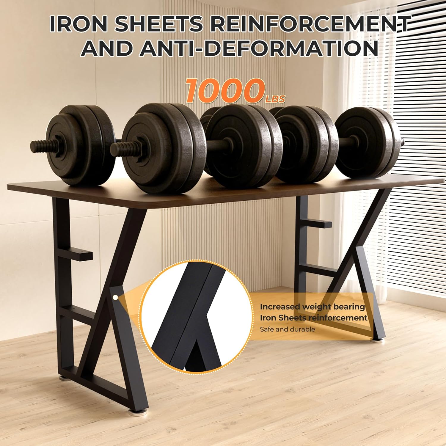 Table Legs 28”H x 20”W Heavy Duty Metal Furniture Legs K Shape for Dining Table Kitchen Table Office Desk Table Base Replacement with Adjustable Feet Pads Screws 1000 LBS Load Black Set of 2