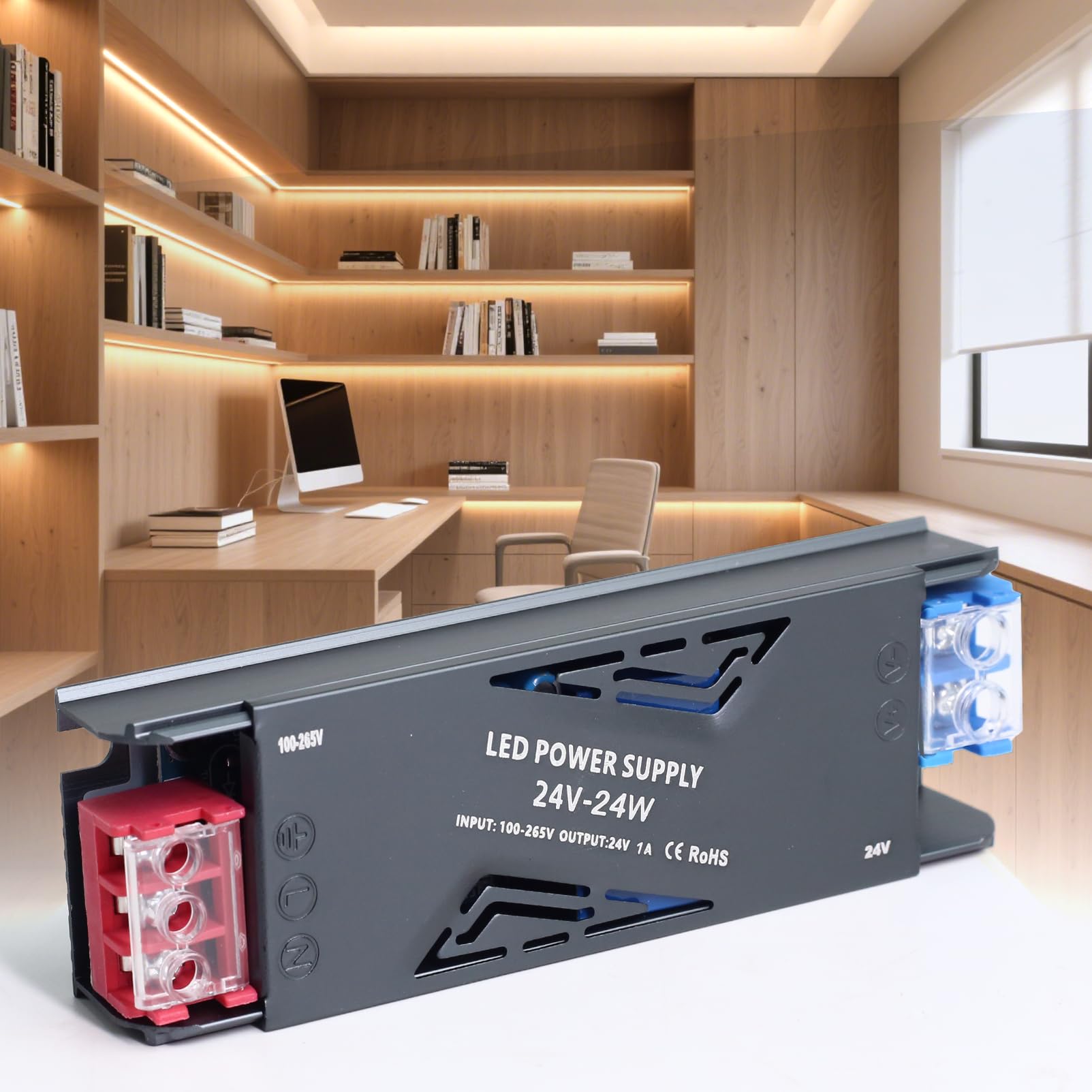 SUCIKORIO 24V 24W LED Transformer, Ultra Slim LED Driver 240V AC to 24V DC 1A 24 Watt Quiet Low Volt Converter LEDs Power Supply Constant Voltage For Indoor, LEDs Strip, Wall Lamp