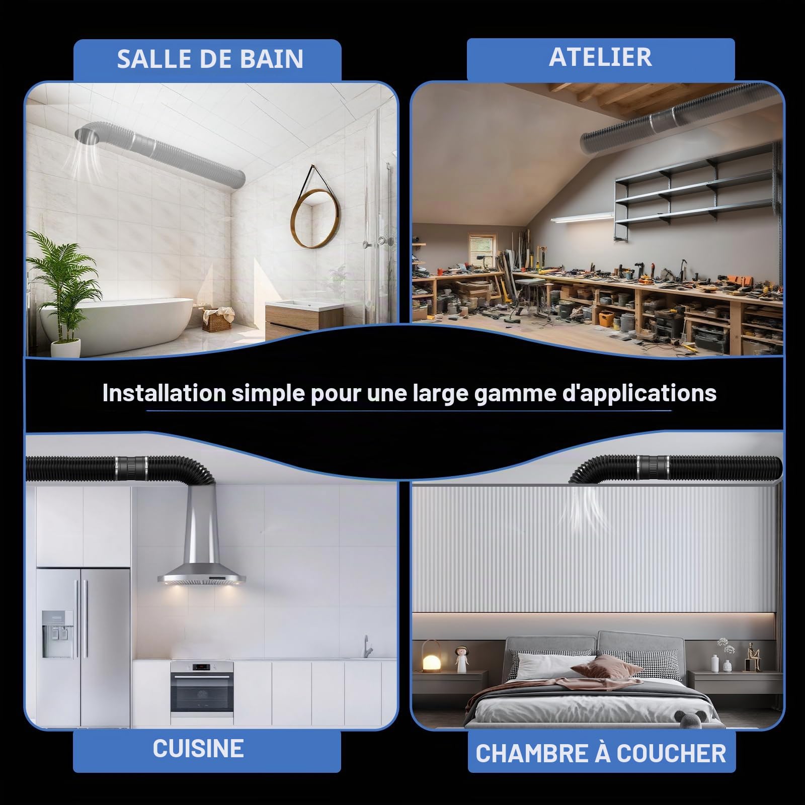 Extracteur d'Air 100 mm, Ventilateur d'Extraction 221 m³/h,EC Moteur Conduit 4500 PRM 6 W Contrôleur de Vitesse,Cave Humide, pour Refroidissement Tentes Croissance Cultures Hydroponiques