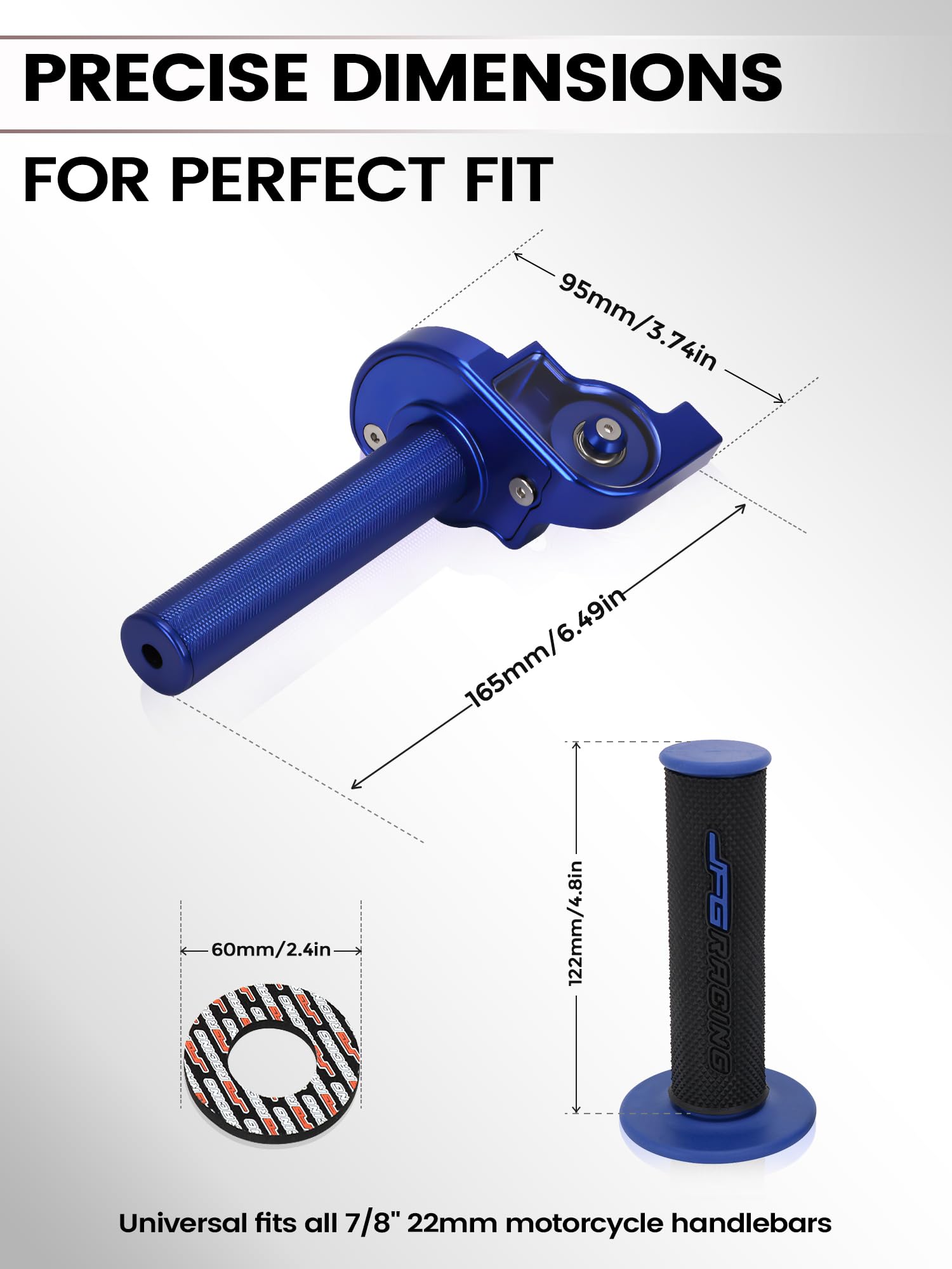 Gas Rapido Gruppo Acceleratore Quick Turn Twist Con Cavo per Adatto per Manopole Moto Dell'acceleratore da 22 mm 50 cc 110 125 150 200 250 cc Dirt Pit Bike (Blu)
