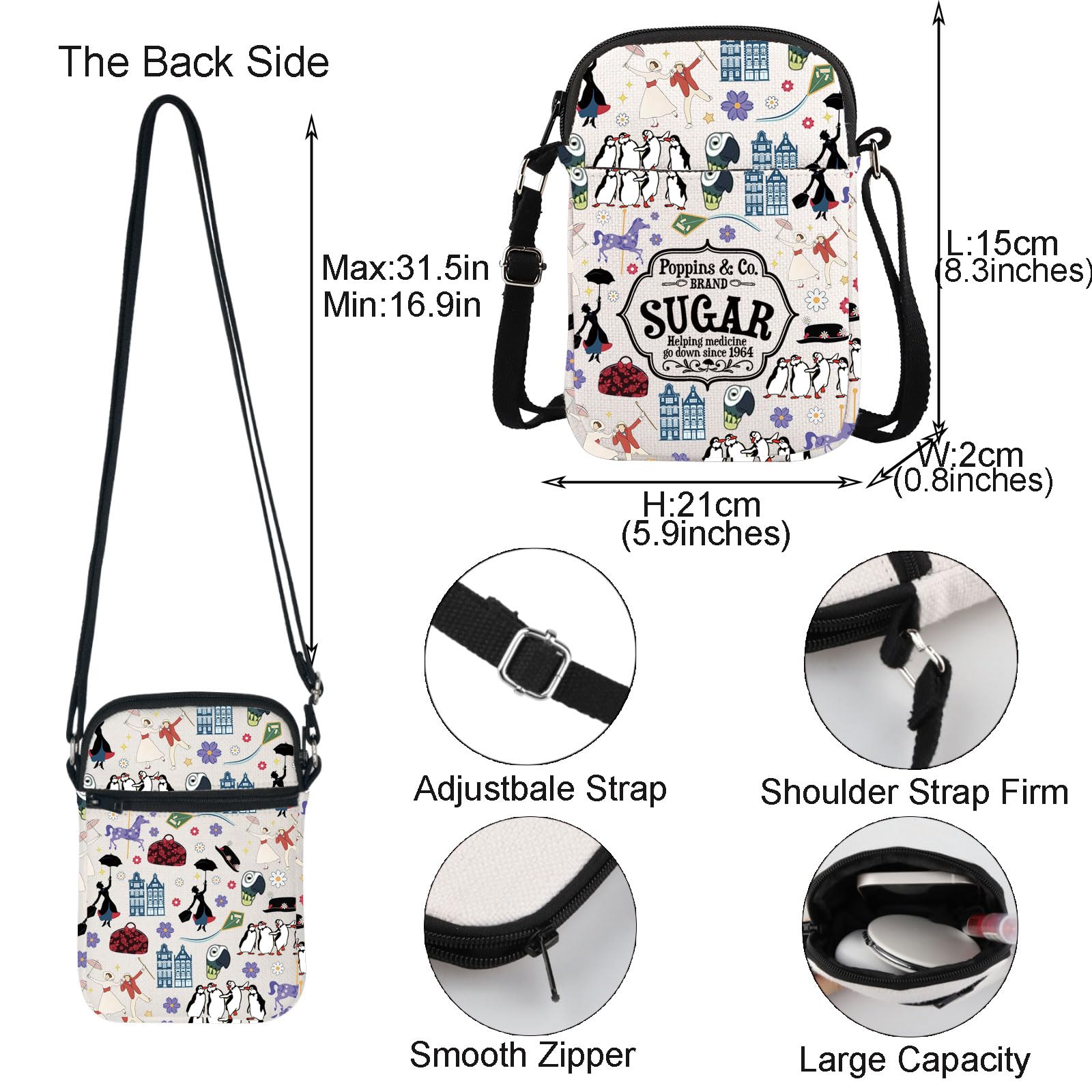 TGBJE Mary Inspired Crossbody Bag Mary Fans Gift Mary Musical Merchandise Musical Film Gift Mary Movie Fans Messenger Bag (Sugar 1964 CB)