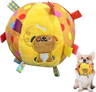 Squeaky Dog Toy, Interactive Plush Dog Balls with Gripping Tabs, Chew Toy with Bell Ball to Prevent Boredom for Small, Medium, Large Dogs for Playing Training Indoors and Outdoors product image