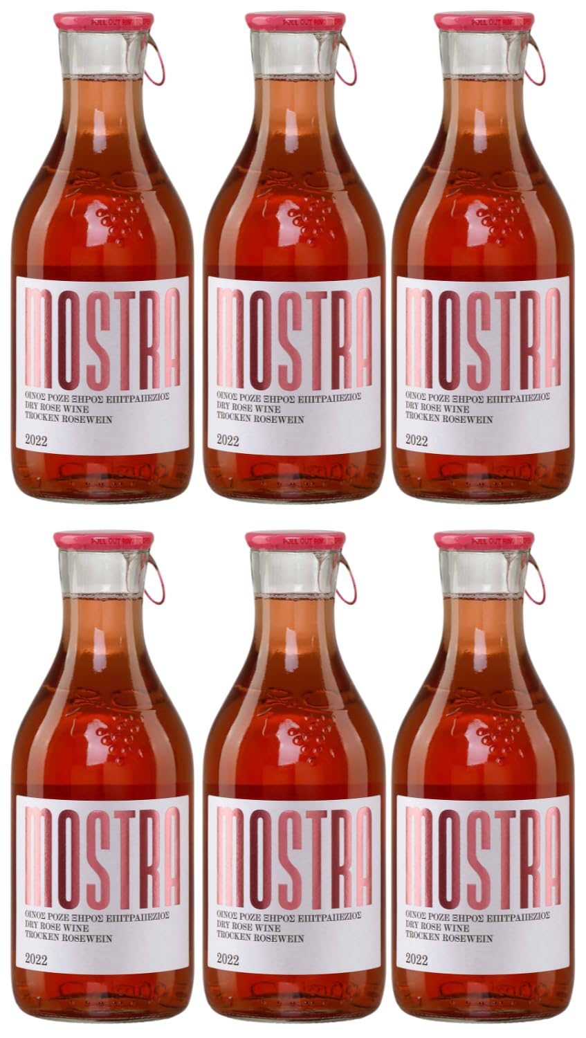 Mostra Wein rosé trocken 6x 0,5l | Weingut Tsililis | Roséwein aus Griechenland | Griechischer Tafelwein | + 20ml Jassas Olivenöl