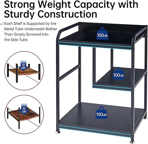 Miniatura 3 de Soporte de impresora con estante de almacenamiento para organización de oficina en casa, mesa de impresora grande de 22 x 18 pulgadas con ruedas,