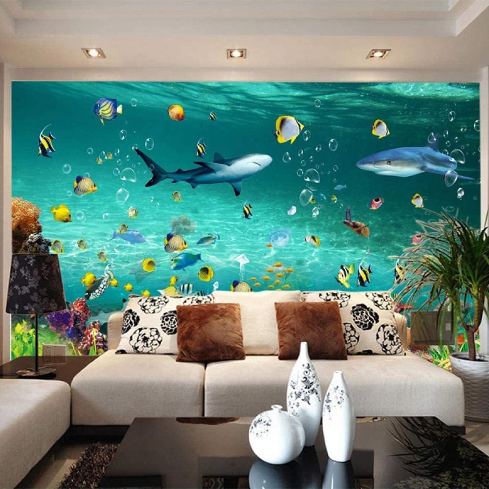 Carta Da Parati 3D Mondo Sommerso Squali Carta Da Parati Camera Letto Moderna Fotomurali 3D Gigante Murale Decorazione