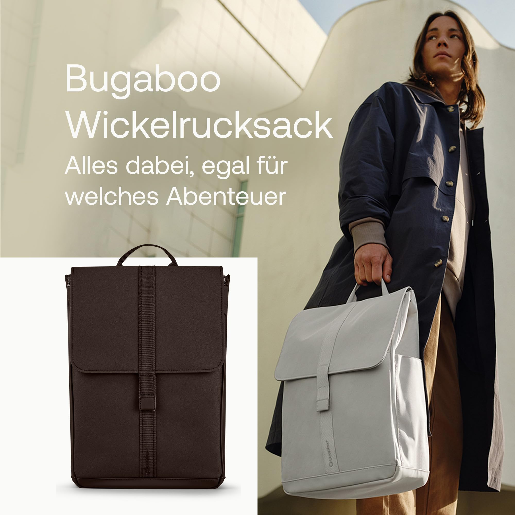 Bugaboo Wickelrucksack, Wasserabweisende Tasche aus nachhaltigem Material, Einfach zu reinigen, mit Wickelunterlage und isolierter Halterung für Flaschen, Cocoa Brown