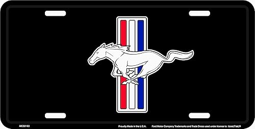 HangTime Ford Mustang - Placa de metal de 6 x 12 pulgadas con fondo negro