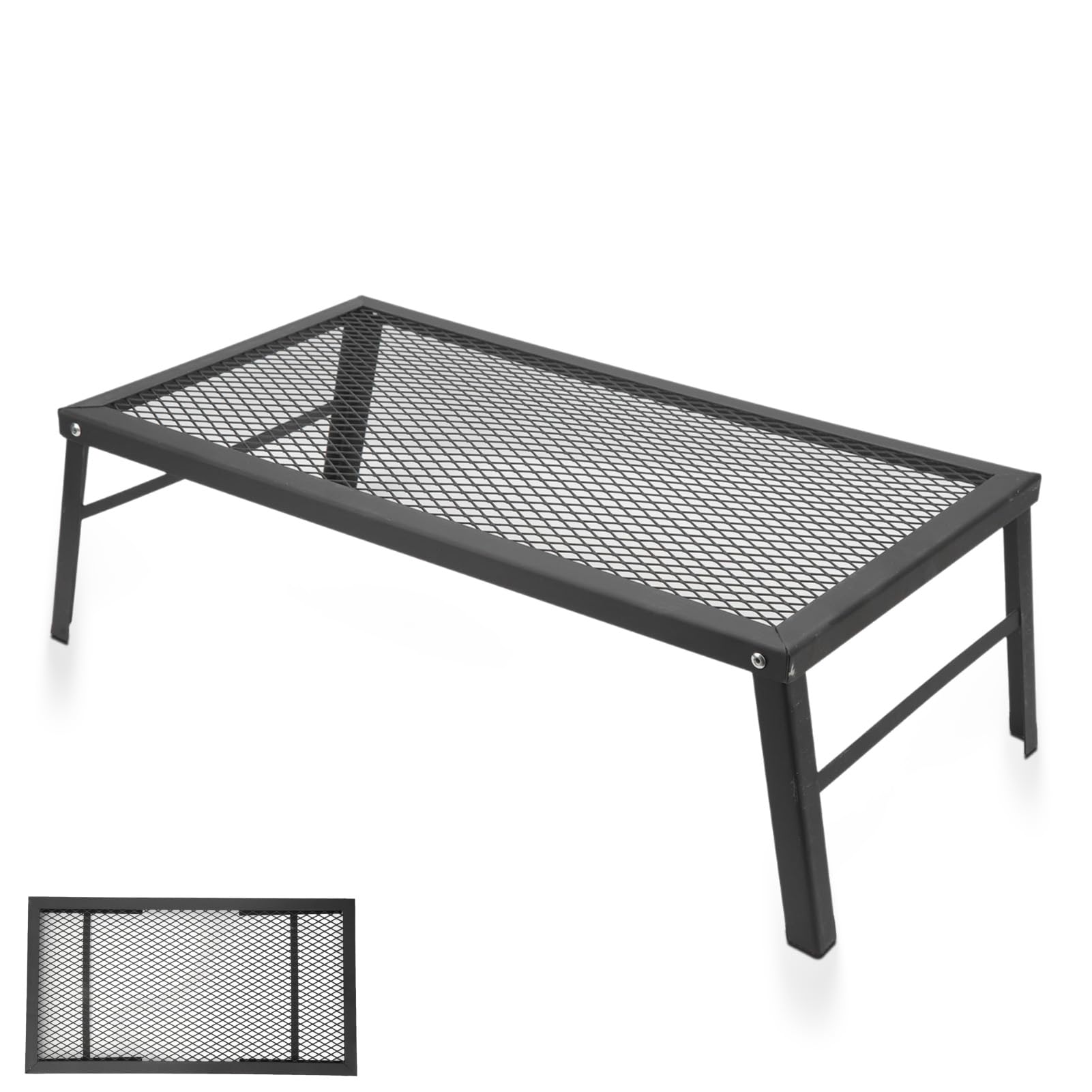 Barbecue de Feu de Camp Pliable, Grille de Cuisson Portable et étanche Fer Robuste pour Feu de Camp Plaque de Cuisson Portable avec Grande Surface Antiadhésive pour Barbecue en Plein Air