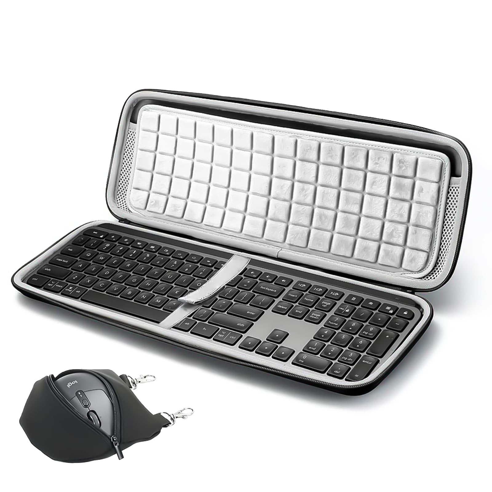 RAIACE Hard Storage Case Compatible with Logitech MX Keys Advanced Wireless Illuminated Keyboard. (Case Only) - Black (Grey Lining)