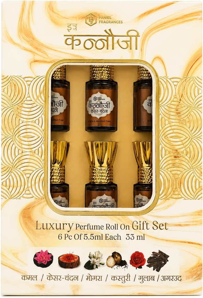 Natural & Premium Liquid Attar Gift Pack For Unisex (Kannauji 6 In 1)