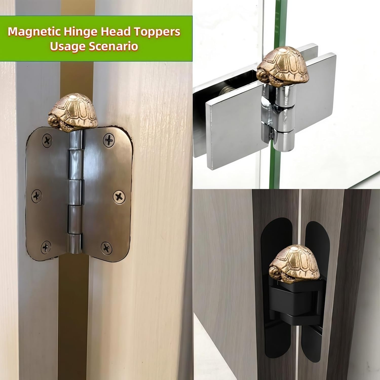 Copper Mini Turtle(1PCS) Magnetic Hinge Toppers，Hinge Heads Decor for Home，Door Hinge Decorative Topper,Creative Home Crafts