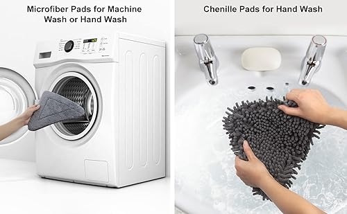 Miniatura 8 de Limpiador de fregona de pared de 85 pulgadas con mango largo, trapeador triangular giratorio para lavadora de techo, limpiador de ventana y