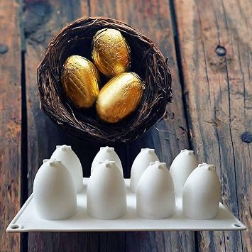 3D Easter Egg Baking Mold - MoldFun Easter Egg Silicone Mold for Mousse Cake, Peanut Butter Chocolate, Candy, Jello, Pastry, Muffin, Cupcake, Mini Soap, Lotion Bar, Bath Bomb, Candle Wax Melts