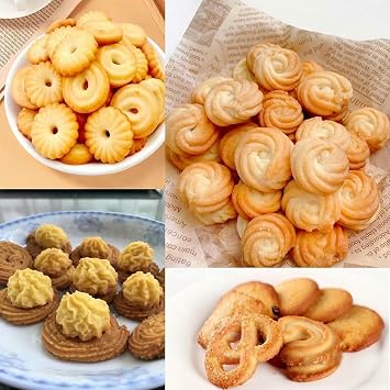 Automatic Cookies Making Machine Automatic Cookies Making Machine,180W Biscuit Form Maker with 8 Replaceable Nozzles 6 Cookie,Electric Press