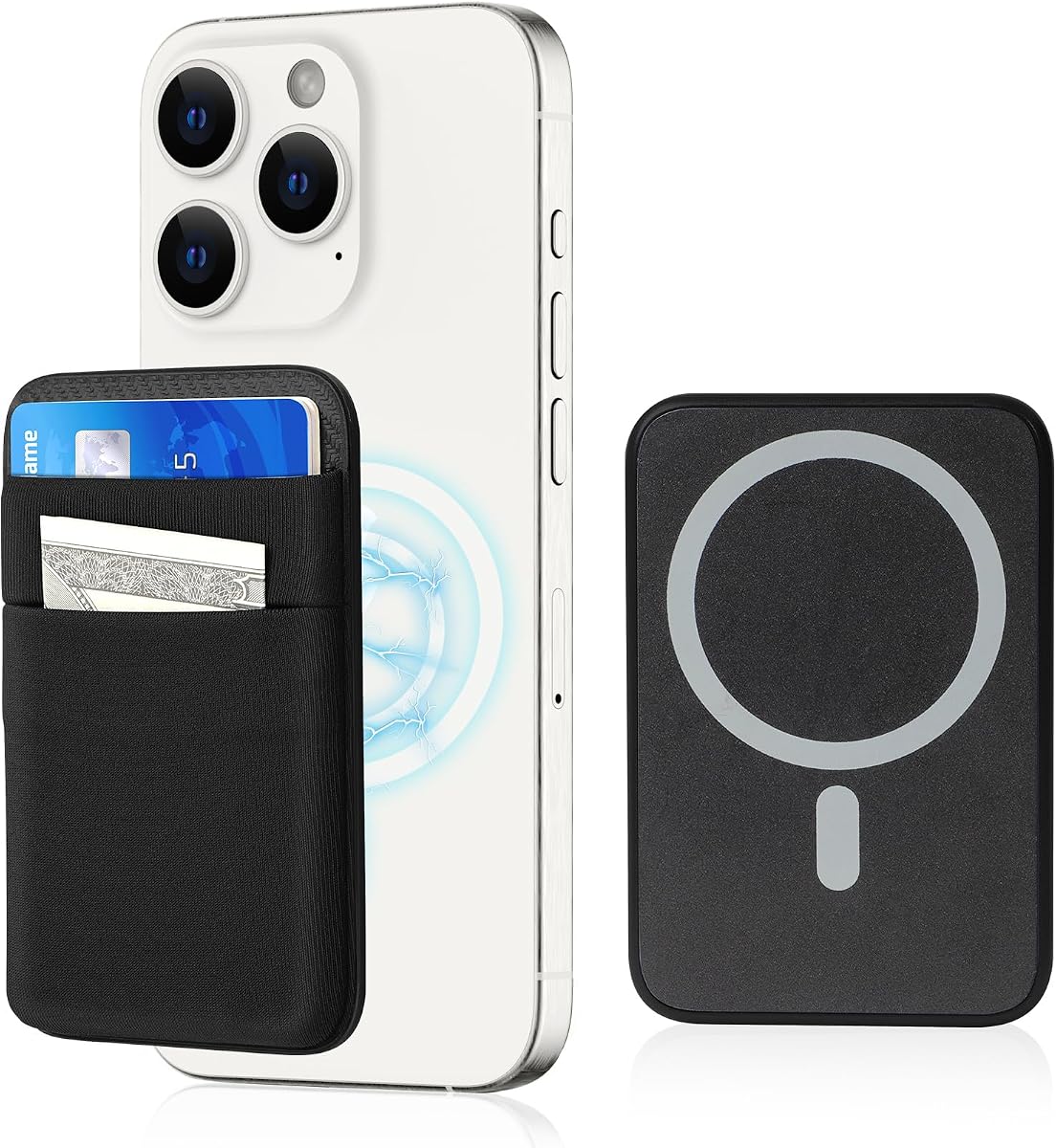 Senose Magnetic Wallet Compatible for Magsafe, Magnet Phone Wallet, Black | Stretchy Fabric, Card Holder for Back of Phone Compatible for iPhone 1716/15/14/13/12 Mini/Plus/Pro/Pro Max
