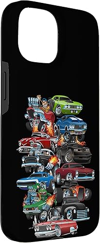 Vista 12 de Funda para iPhone 13 Hotrods, autos clásicos, coches musculosos y carros de carreras