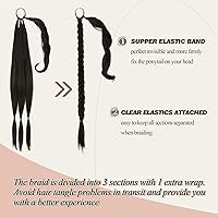 Vista 142 de BARSDAR Extensión de Cola de Caballo Trenzada de 30 Pulgadas de Largo - Extensiones de Cabello de Cola de Caballo Trenzada Rubia Recta Envolvente