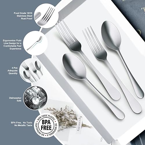 Miniatura 4 de Begguath Cuchara de cena de 12 piezas, cuchara de acero inoxidable de grado alimenticio, para uso doméstico, cocina o restaurante, apta para