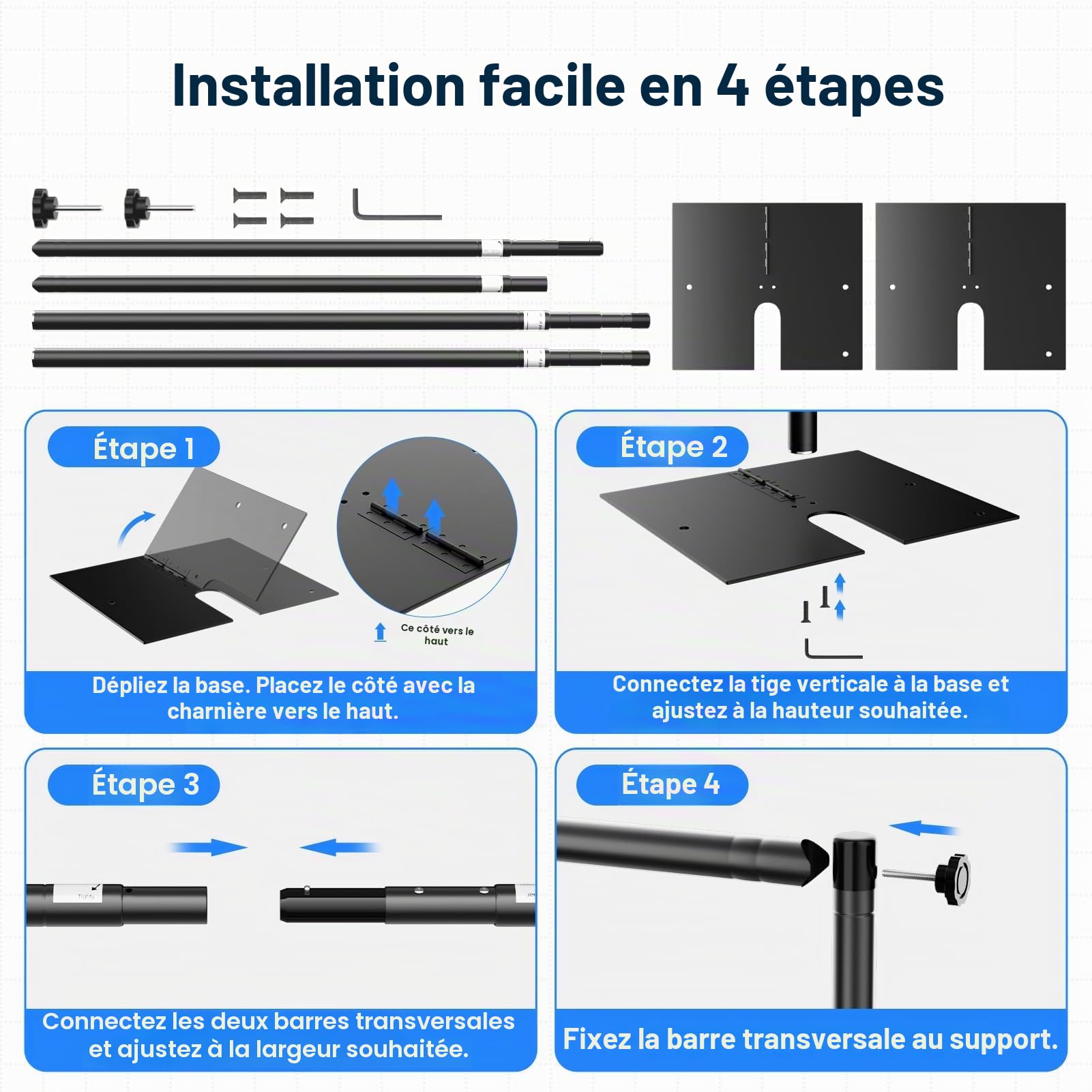 EMART Support Toile de Fond Photo 3 x 3,6 m avec Base en Acier Métallique pour Photographie, Vidéo, Studio, Mariage, Fête