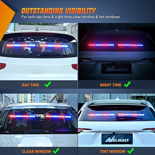 Miniatura 3 de Nilight Traffic Advisor - Barra de luz estroboscópica de emergencia 2 en 1, 17 pulgadas, 32 LED, 23 patrones de flash, luces direccionales de