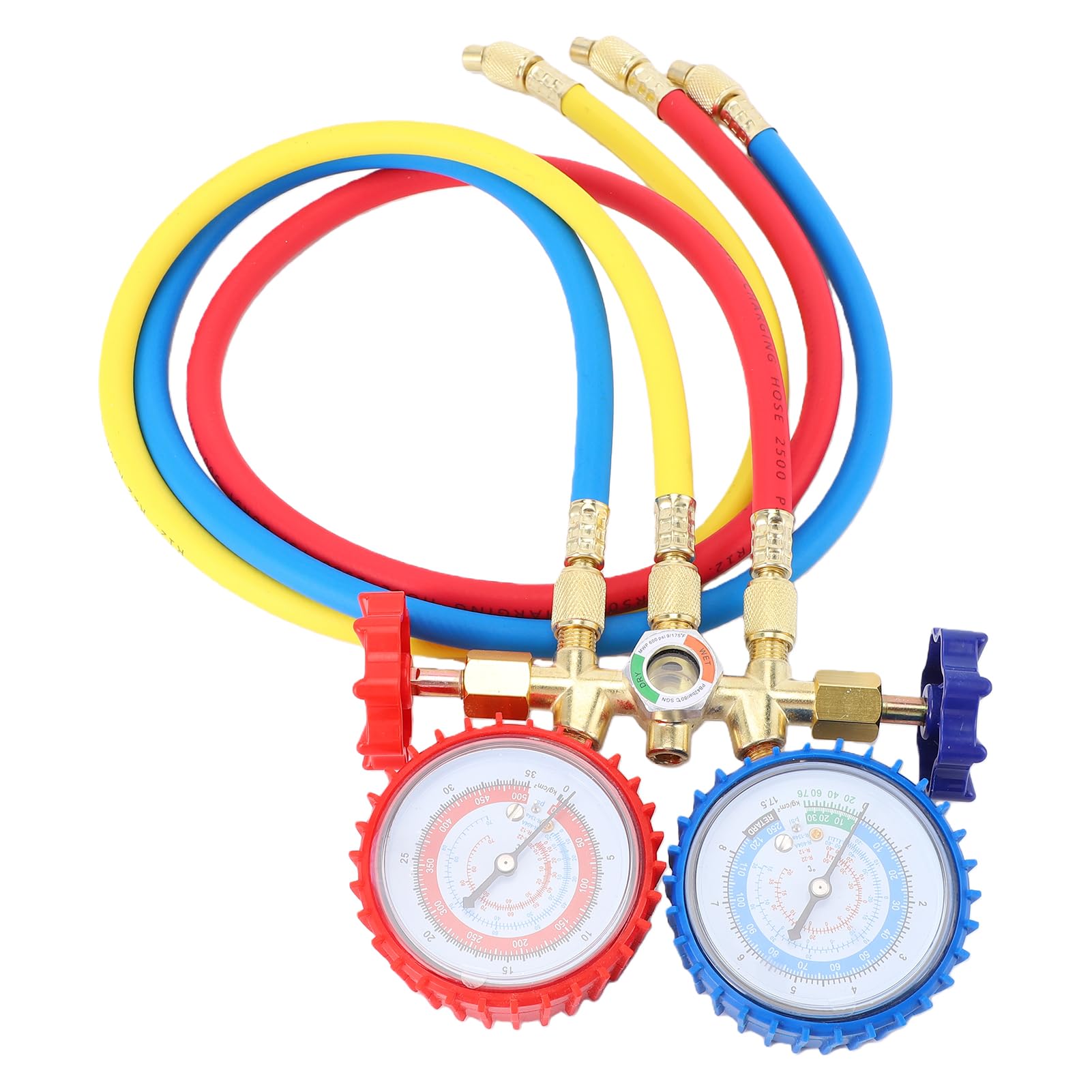 HUIOP Set manometri refrigerante Strumenti per Aria condizionata con Tubo e Gancio per R12 R22 R404A R134A