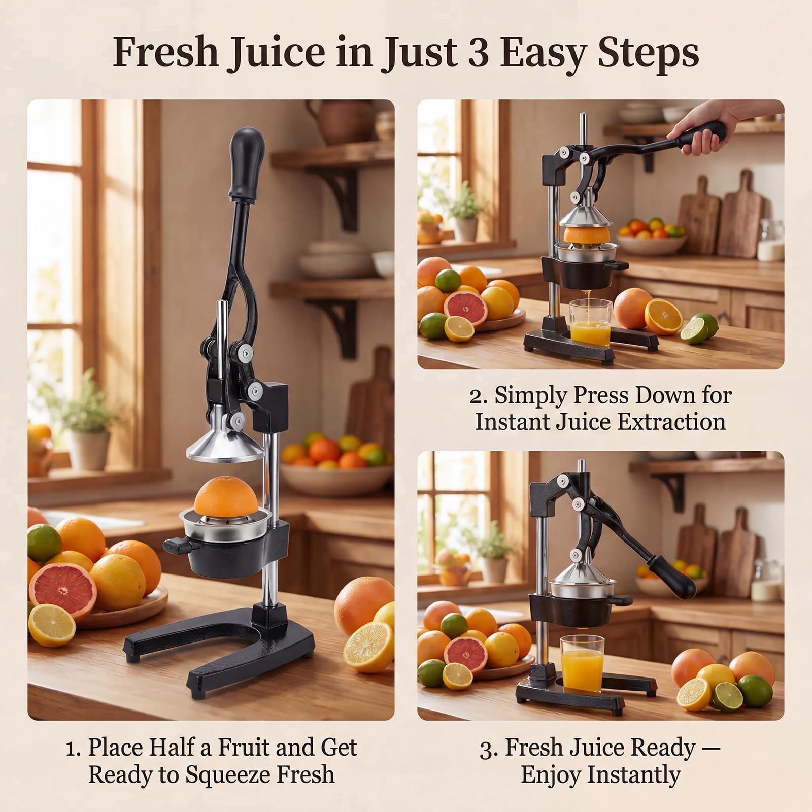Juice Presser Manual - Exprimidor de naranjas de acero inoxidable manual y exprimidor de granada, acero inoxidable 304, exprimidor manual para cítricos, estable y potente