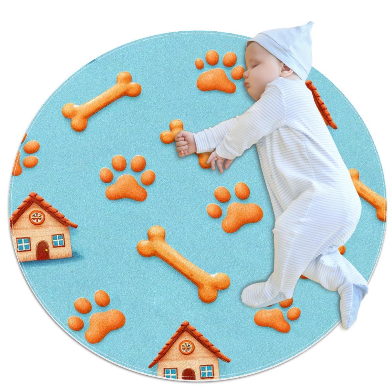 Tapis de bain mignon pour chambre d'enfant et descente de lit douillette ronde