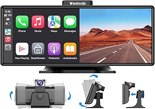 Upgraded 10.26" Wireless Carplay Screen & Android Auto with 2.5K Dash Cam, 1080P Backup Camera, GPS Navigation, HD IPS Display, Adjustable, Detachable, Bluetooth, MirrorCast, Car Stereo, Radio