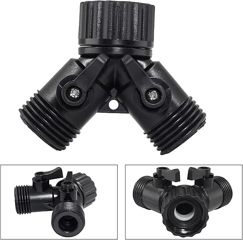 Miniatura 10 de Rierdge 6 adaptadores de manguera de 2 vías, válvula en Y, conector de manguera de jardín, adaptador de grifo de espiga antioxidante, manguera de