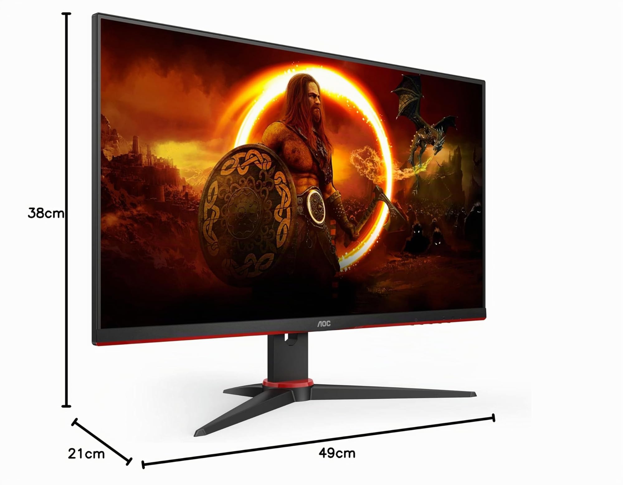 AOC Gaming 24G2SPAE - Monitor FHD da 24 pollici, 165 Hz, 1 ms MPRT, FreeSync, G-Sync Compatible, altoparlante (1920 x 1080, VGA, HDMI, DisplayPort) Nero/Rosso