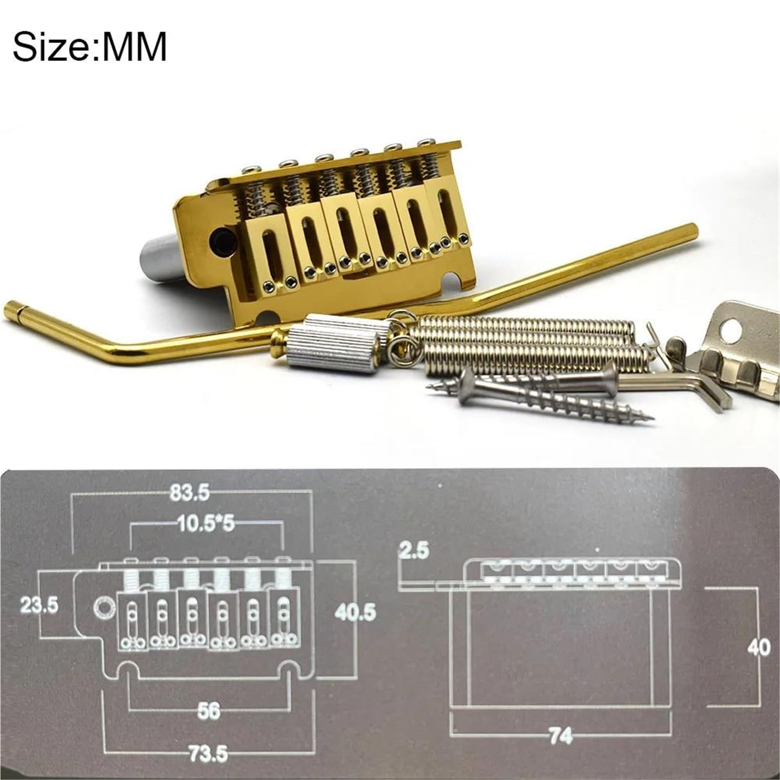 Mostek Gitarowy Gitara Tremolo Bridge String Rozstaw 10,5 MM/10,8 MM Podwójne Akcesoria Części Zamienne(B Gold)