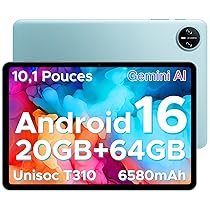 DOOGEE Tab A9 Android 16 Tablet 10 Pollici, 20GB RAM + 64GB ROM (TF 2TB), 6580mAh Batteria, 5G WiFi, 1280 * 800 IPS, BT5.0, 5MP+8MP, Tablet in Offerta gaming Unisoc T310 Quad Core, OTG, Face Unlock